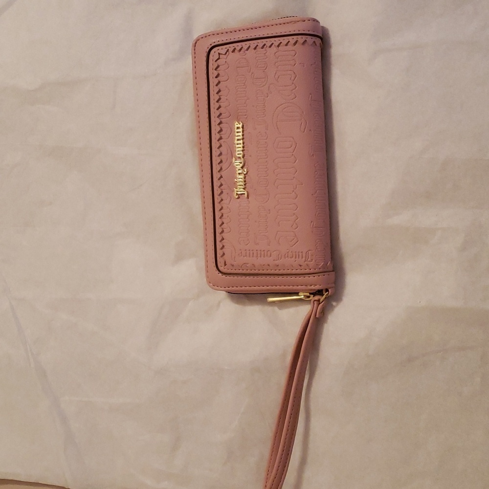 Juicy Couture Full Size Wallet with Wriststrap Dusty Blush Pink 8" x 4"